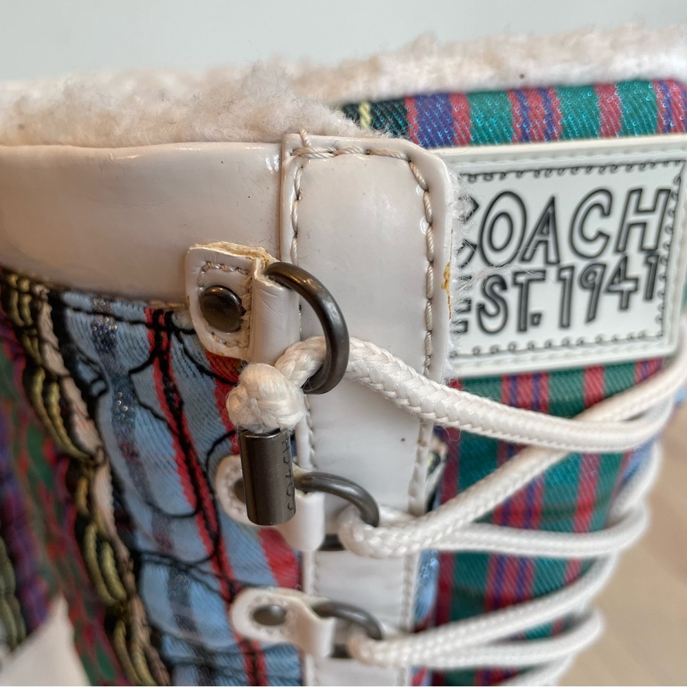 COACH Snow Boots | Peggey Multicolor Lace Up | Shearling Lined | 7 - Picture 14 of 14